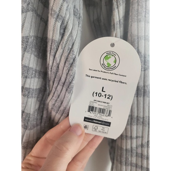 Wonder Nation Gray Hacci Ribbed Pajama Top - Large (10-12) - Picture 3 of 3